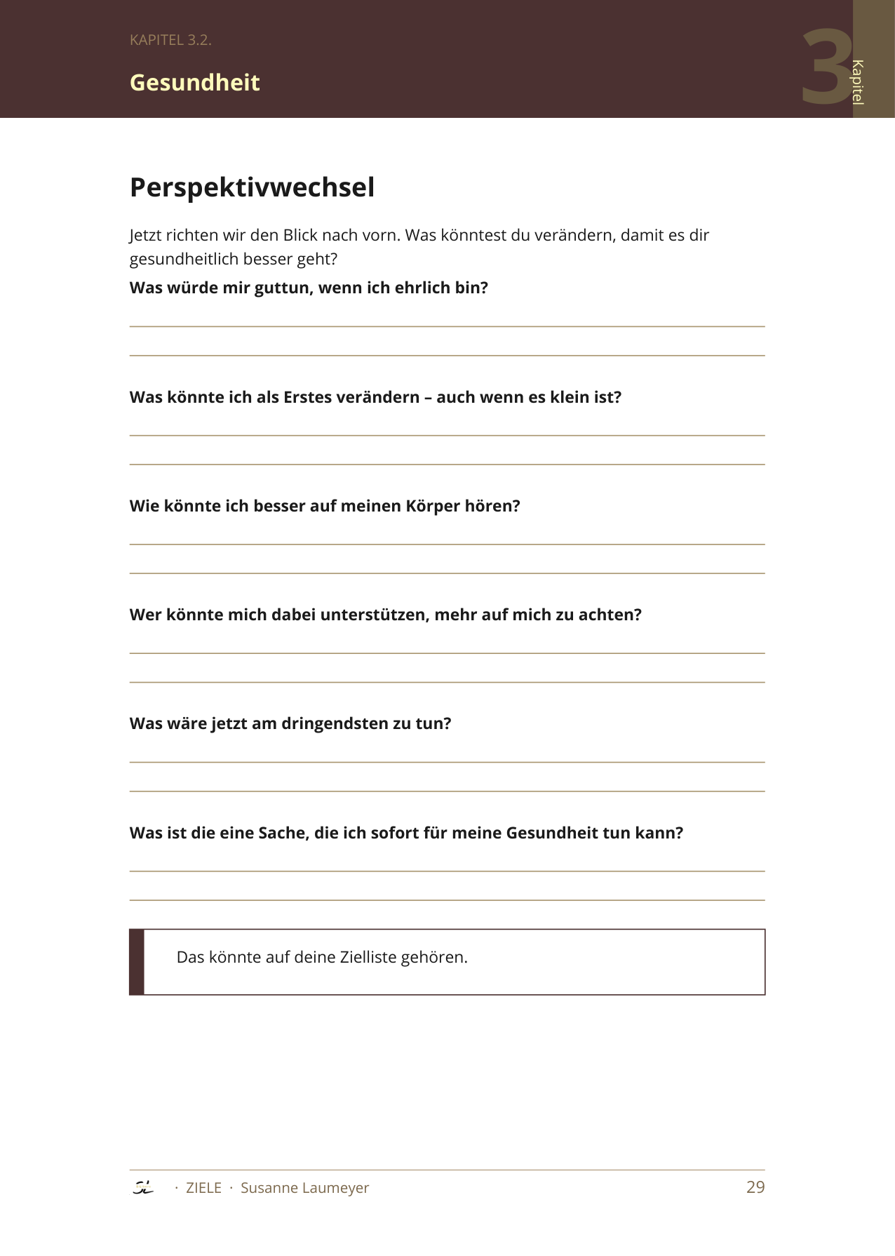 Einblick in das Arbeitsheft Ziele – Perspektivwechsel
